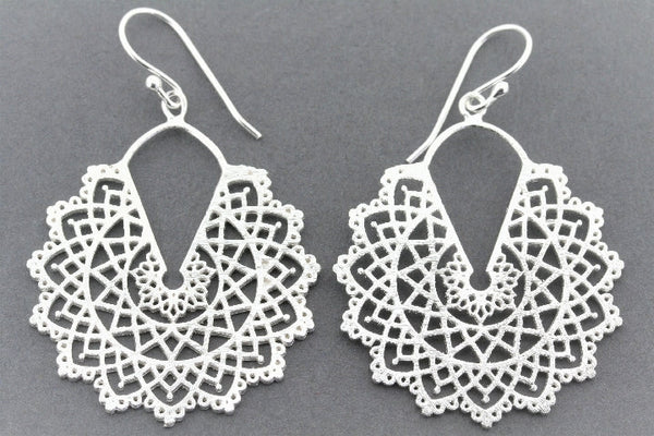 Binche lace fan earring - sterling silver