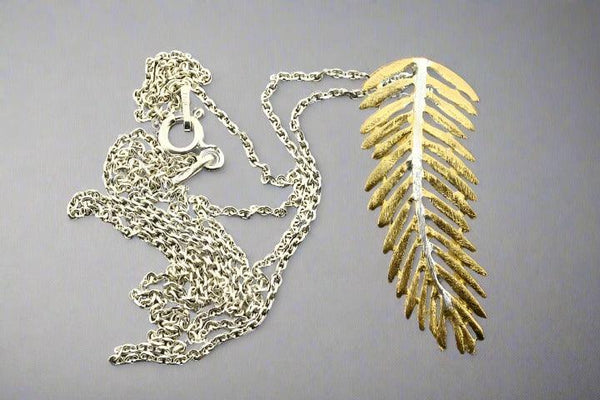 Gold & silver fern leaf pendant necklace - Makers & Providers