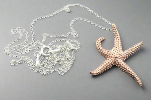Starfish pendant necklace - rose gold over silver - Makers & Providers