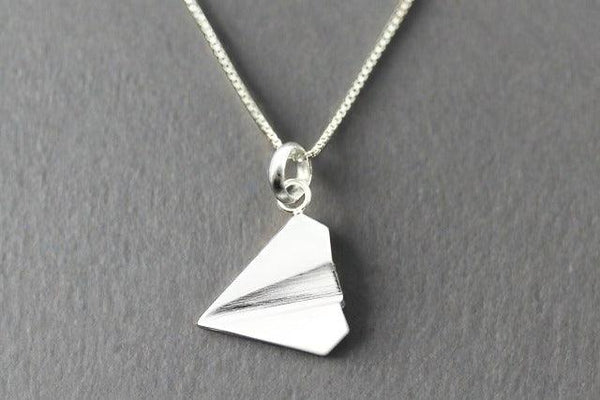 Paper plane necklace - sterling silver