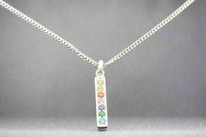 CZ rainbow drop pendant - sterling silver - Makers & Providers