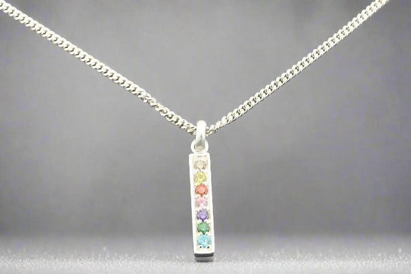 CZ rainbow drop pendant - sterling silver - Makers & Providers