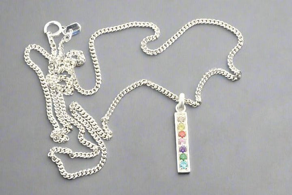 CZ rainbow drop pendant - sterling silver - Makers & Providers