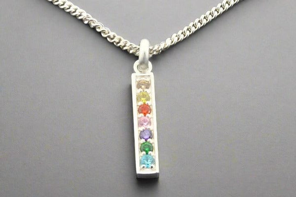 CZ rainbow drop pendant - sterling silver - Makers & Providers