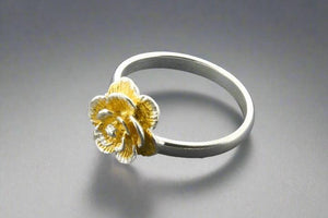 Peony ring- adjustable - silver & gold - Makers & Providers