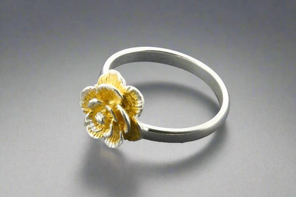 Peony ring- adjustable - silver & gold - Makers & Providers