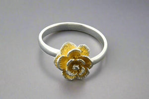 Peony ring- adjustable - silver & gold - Makers & Providers