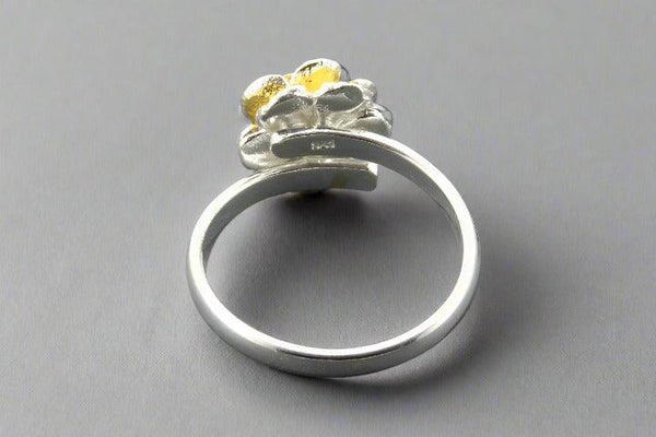 Peony ring- adjustable - silver & gold - Makers & Providers