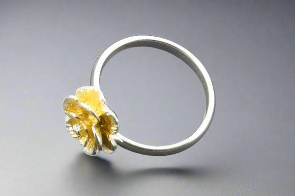Peony ring- adjustable - silver & gold - Makers & Providers