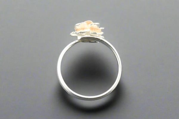 Peony ring- adjustable - silver & gold - Makers & Providers