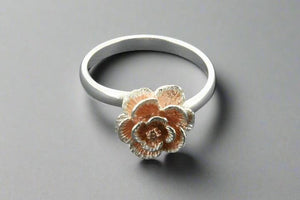 Peony ring- adjustable - silver & rose gold - Makers & Providers