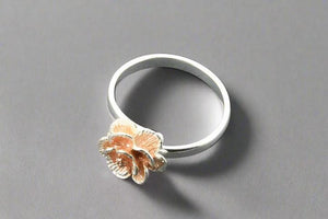 Peony ring- adjustable - silver & rose gold - Makers & Providers