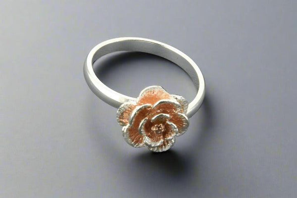 Peony ring- adjustable - silver & rose gold - Makers & Providers