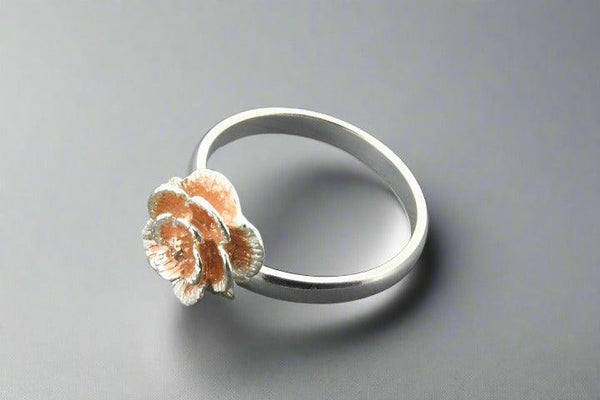 Peony ring- adjustable - silver & rose gold - Makers & Providers