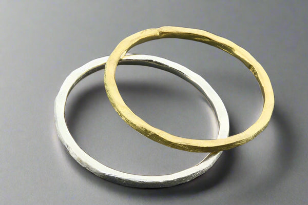Organic fine band set - silver & gold