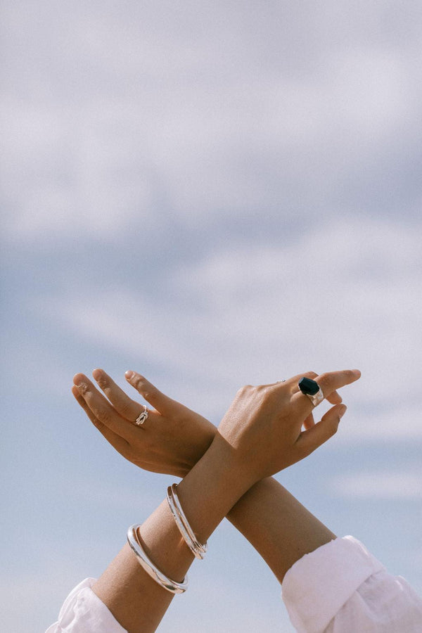 large faceted onyx ring - sterling silver - Makers & Providers