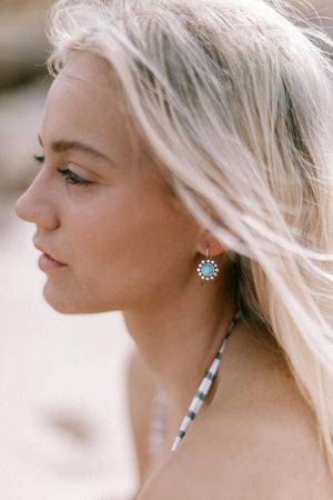 silver sun earrings with turquoise - Makers & Providers