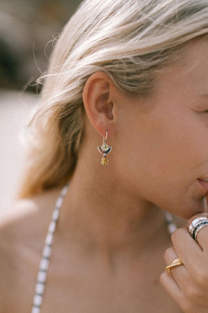 silver angel earrings - amber & citrine - Makers & Providers