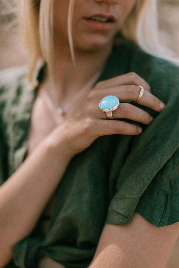 large turquoise adjustable ring - Makers & Providers