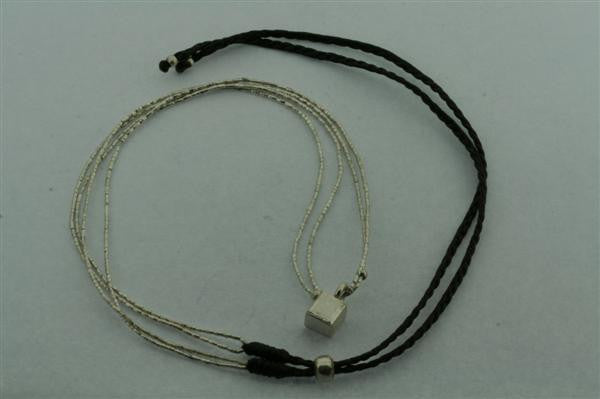 2 strand silver necklace - cube
