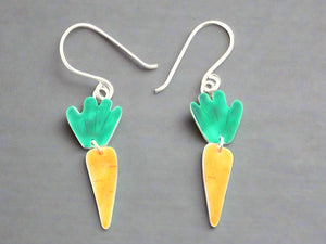 silver and enamel carrot earring