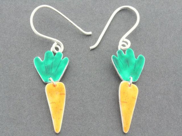 silver and enamel carrot earring