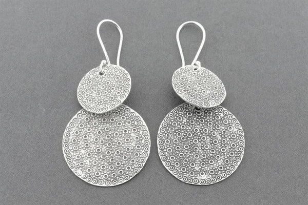 2 x disc bubble drop earring - fine silver - Makers & Providers