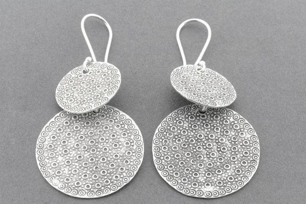 2 x disc bubble drop earring - fine silver