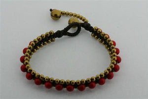 3 bell bead bracelet - red - Makers & Providers