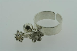 Adjustable Sterling Silver Triple Charm Ring - Makers & Providers