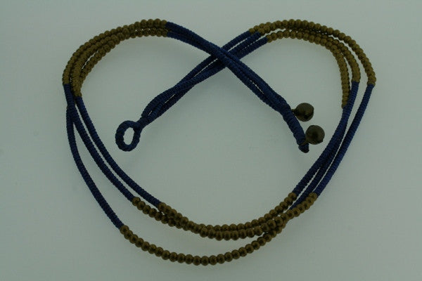 3 strand brass bead necklace - blue - Makers & Providers