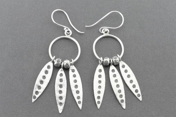 3 spear chandelier drop earring - fine silver