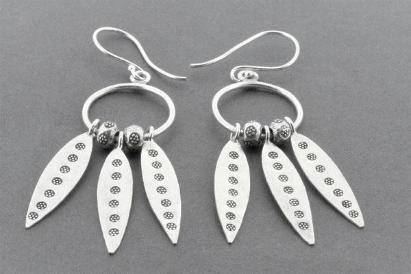 3 spear chandelier drop earring - fine silver