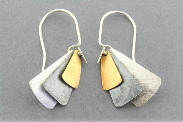 3 texture tile earring - gold plated - Makers & Providers