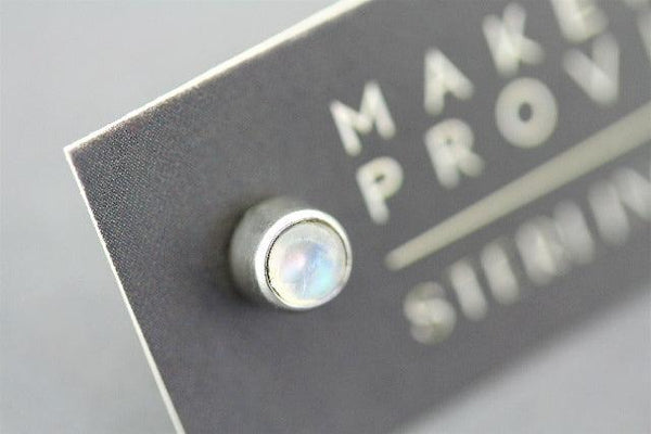 4mm silver stud - moonstone - Makers & Providers