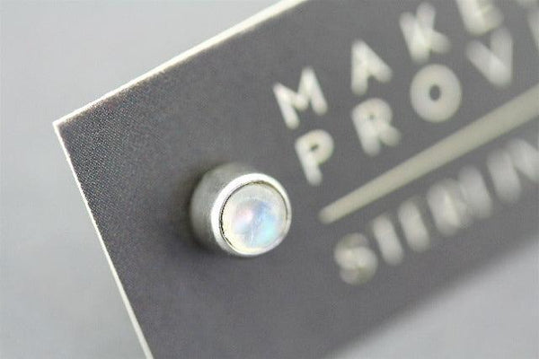 4mm silver stud - moonstone