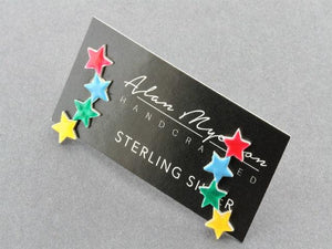 sterling silver and enamel star studs