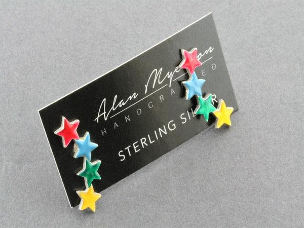 sterling silver and enamel star studs