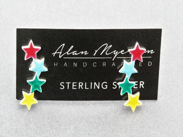 sterling silver and enamel star studs