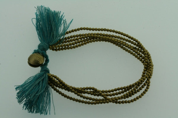 5 strand brass bead & tassle bracelet - Makers & Providers