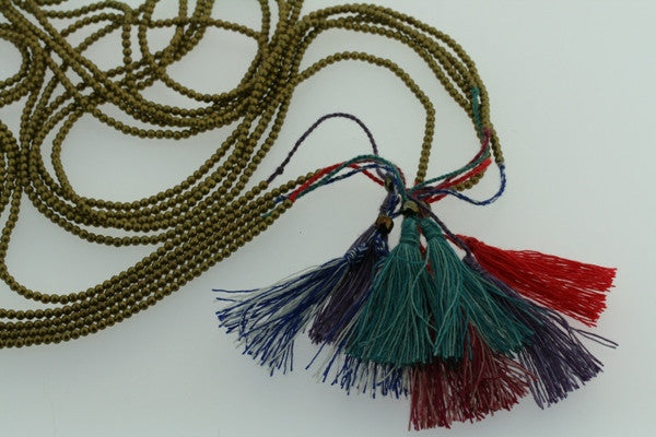 5 strand brass bead & tassle necklace - Makers & Providers