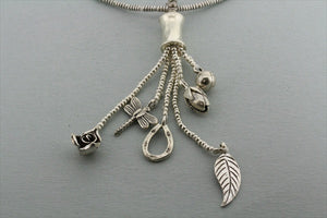 6 charm pendant necklace on a 70 cm chain - Makers & Providers