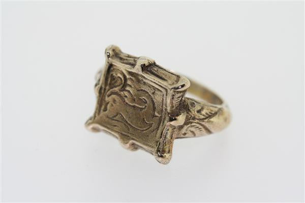 8 point square seal ring - bronze - Makers & Providers