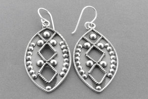 Almond tribal earring -1 - sterling silver - Makers & Providers