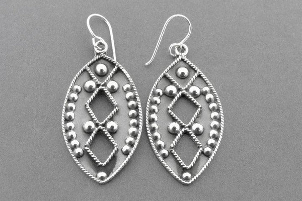 Almond tribal earring -1 - sterling silver - Makers & Providers