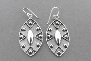 Almond tribal earring - 2 - sterling silver - Makers & Providers