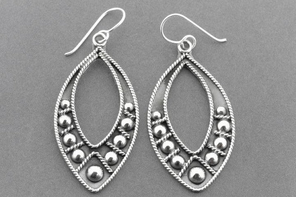 Almond tribal earring - 3 - sterling silver - Makers & Providers