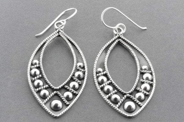 Almond tribal earring - 3 - sterling silver