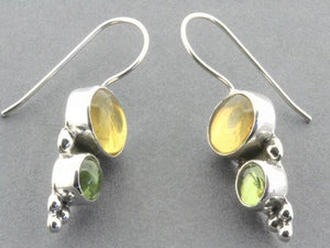 amber and citrine silver drop earrings