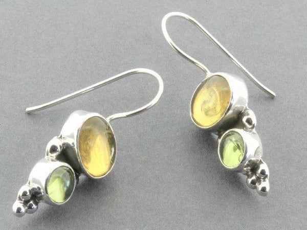 amber and citrine silver drop earrings
